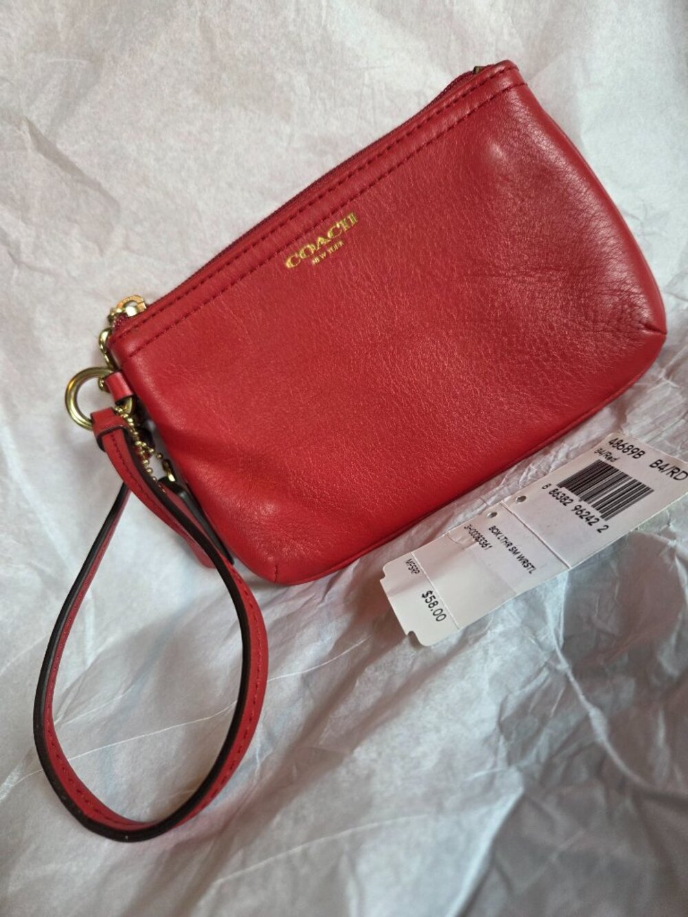 Coach Box Leather Small Wristlet